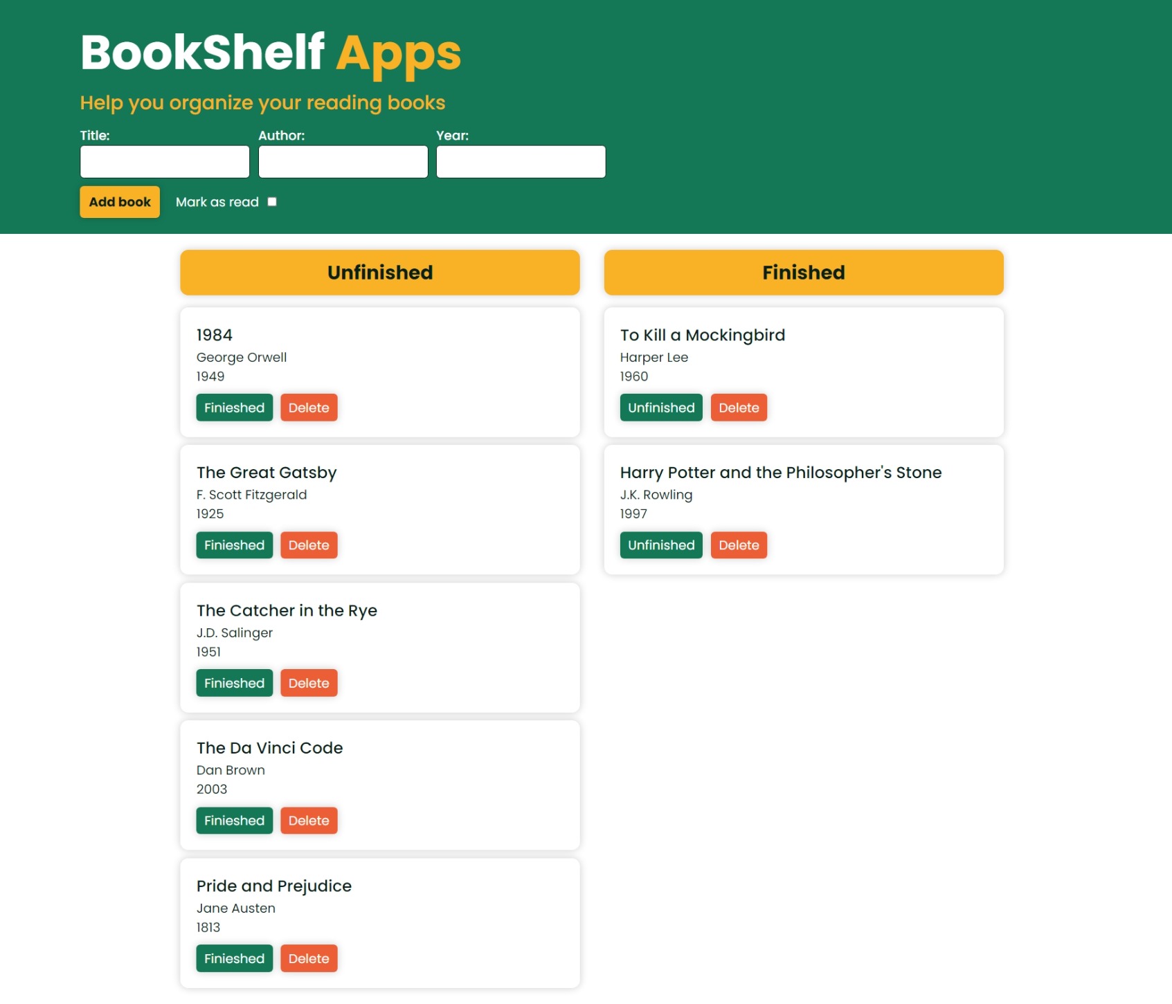 Bookshelf App